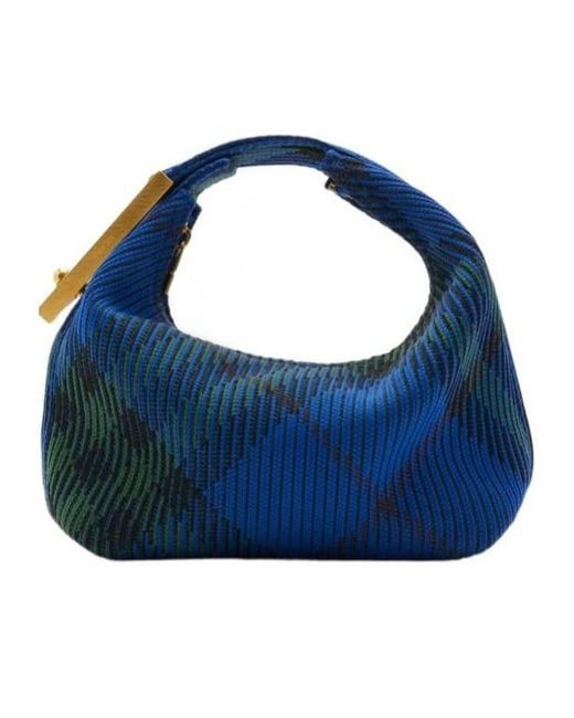 Burberry Blue Peg Checked Tote Bag