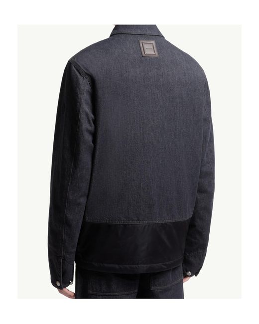Moncler Blue Zip-Up Denim Jacket for men