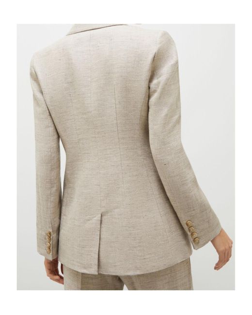 Marella Natural Double-Breasted Linen Blazer