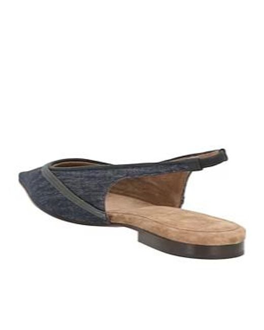 Brunello Cucinelli Blue Denimpaneled Ballet Flats