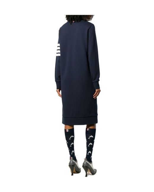 Thom Browne Blue 4-Bar Long-Sleeved Sweatshirt Dress