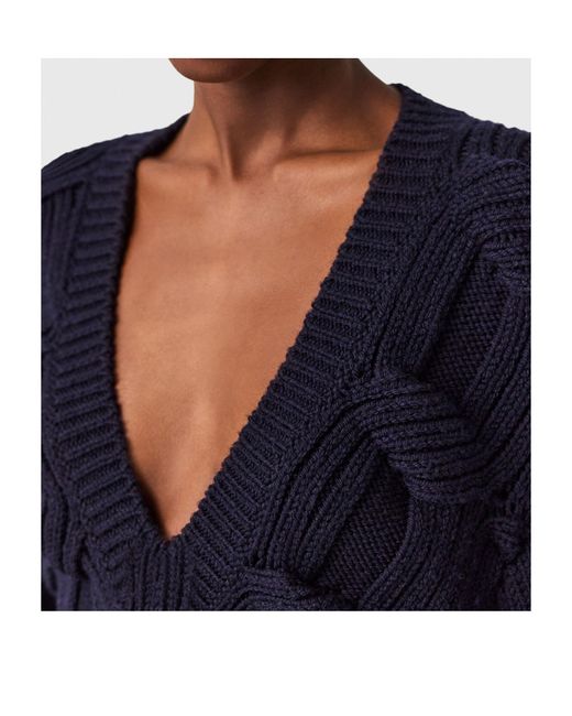 Stella McCartney Blue Chain V-Neck Knitted Jumper