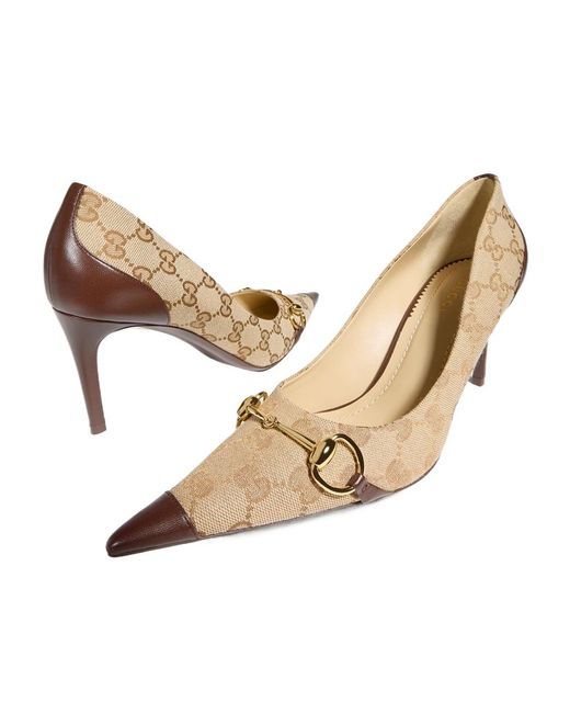 Gucci White Donna Horsebit Gg-Supreme Pumps