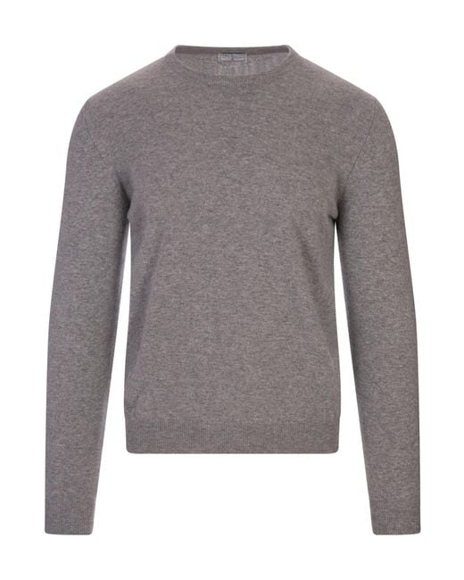 Fedeli Gray Long-Sleeved Crewneck Jumper for men