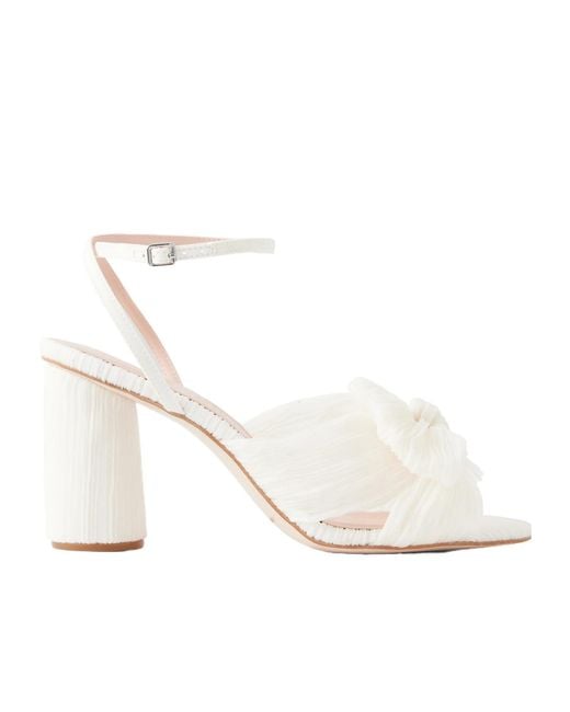 Loeffler Randall White Bowdetailed Pleated Organza Sandals