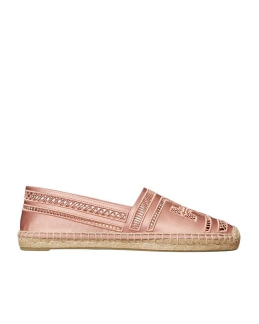 Tory Burch Pink Cutout Logo Espadrilles