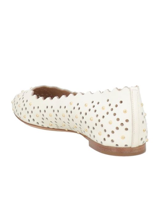 Chloé White Round-Toe Loafers