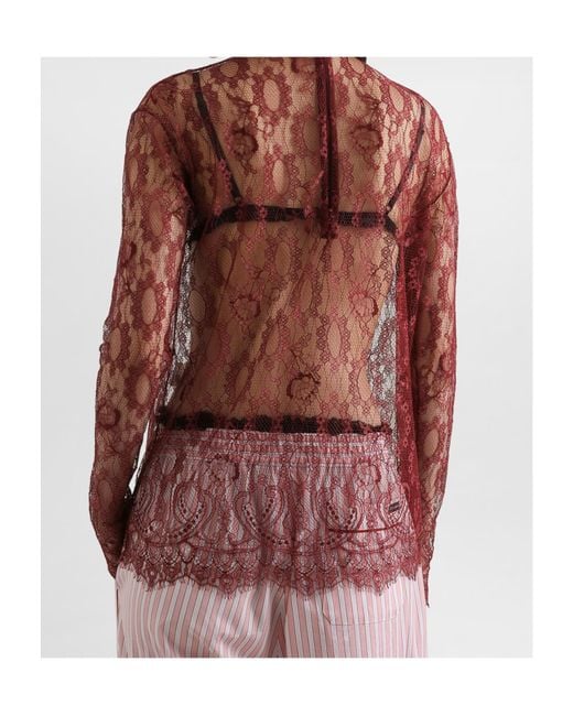 Dolce & Gabbana Red Chantilly Lace Top