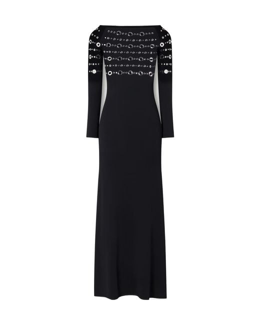 Rabanne Black Eyelet-Embellished Jersey Midi Dress