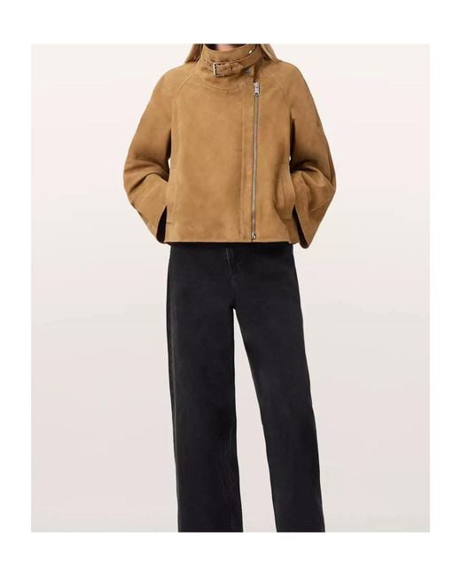 AllSaints Brown Rhodes Leather Jacket