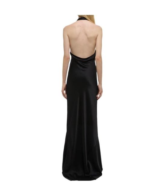 Helmut Lang Black Silk Bias-Cut Cowl Neck Maxi Dress