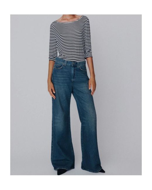Marella Blue High-Waisted Wide-Leg Jeans