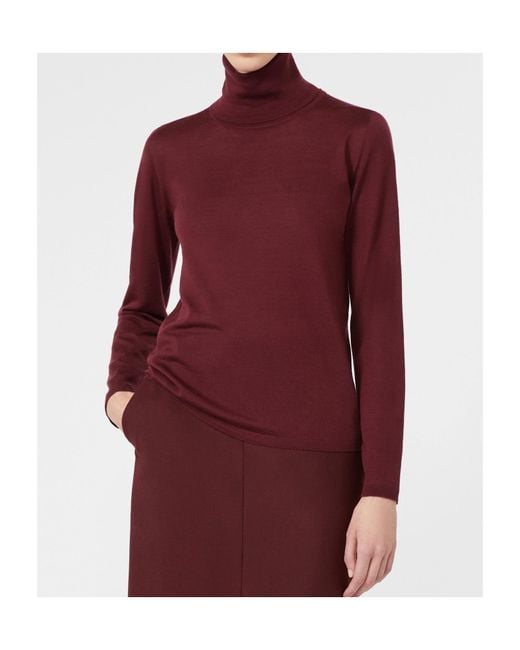 Max Mara Red Wool Yarn Polo-Neck Sweater
