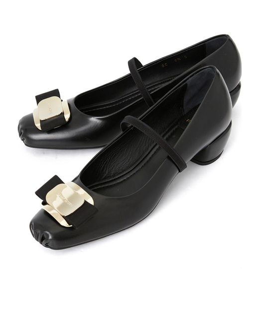 Ferragamo Black Zina Bow Heels