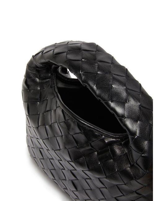 Bottega Veneta Black Woven Detail Shoulder Bag