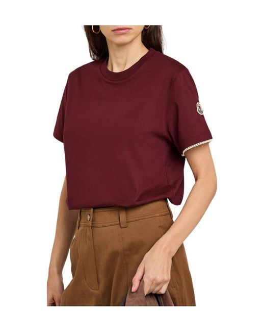 Moncler Red Ruffled Round Neck T-Shirt