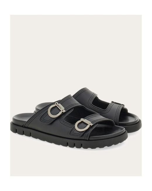 Ferragamo Black Ferragamo Double-Strap Sandals for men