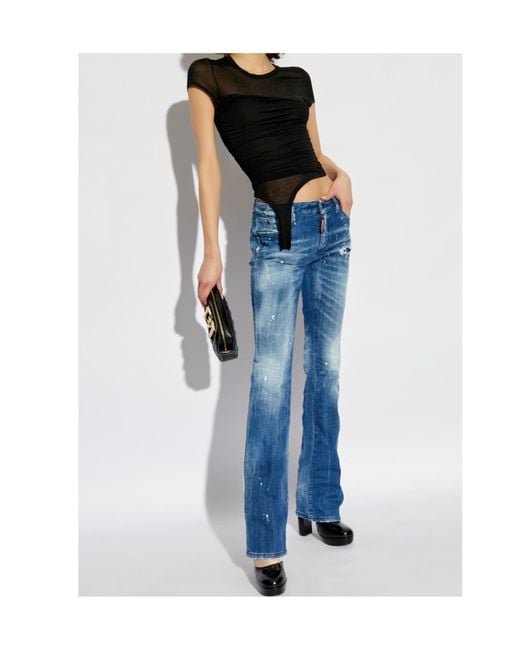 DSquared² Blue Distressed Flared Jeans