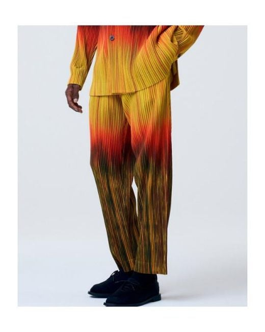 Homme Plissé Issey Miyake Orange Homme Plissé Issey Miyake Gradient Pleated Pants for men