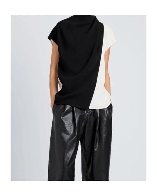 Proenza Schouler Black Elsa Drape-Detail Blouse