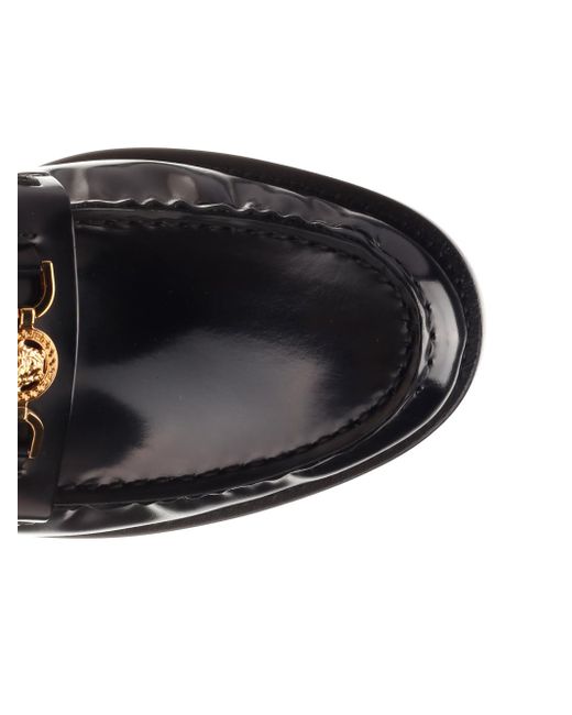 Versace Black Logo-Plaque Slip-On Loafers