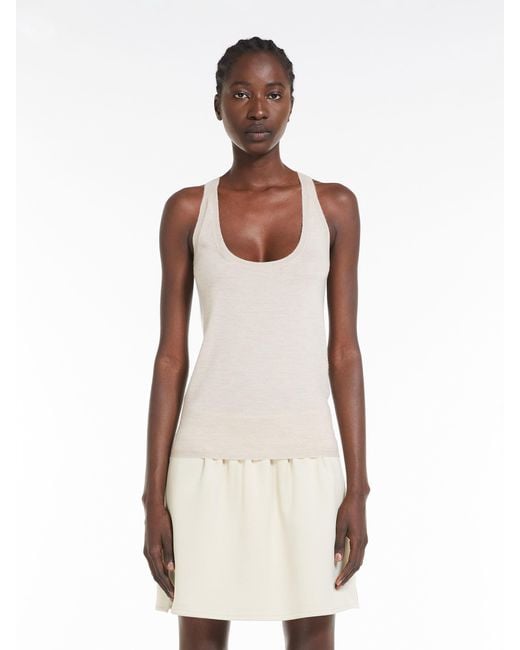 Max Mara White Straight Hem Sleeveless Top