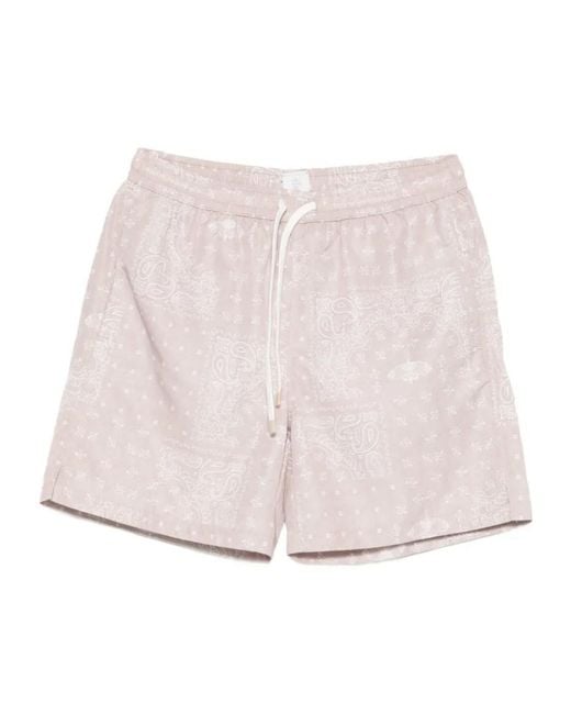 Eleventy Pink Drawstring Swim Trunks for men