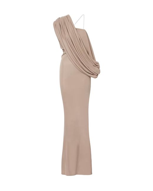 Christopher Esber Natural Aiba Draped One-Shoulder Jersey Gown