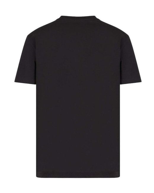EA7 Black Logo-Patch Cotton T-Shirt for men