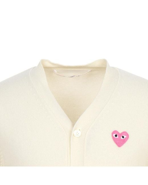 COMME DES GARÇONS PLAY White Long-Sleeve Knit Cardigan for men