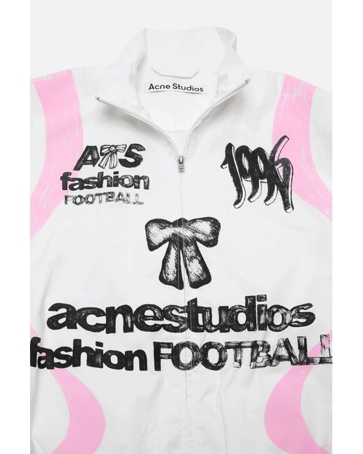 Acne White Technical Jacket With Logo for men