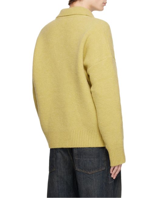AMI Yellow Ami De Coeur Long-Sleeved Polo Shirt for men