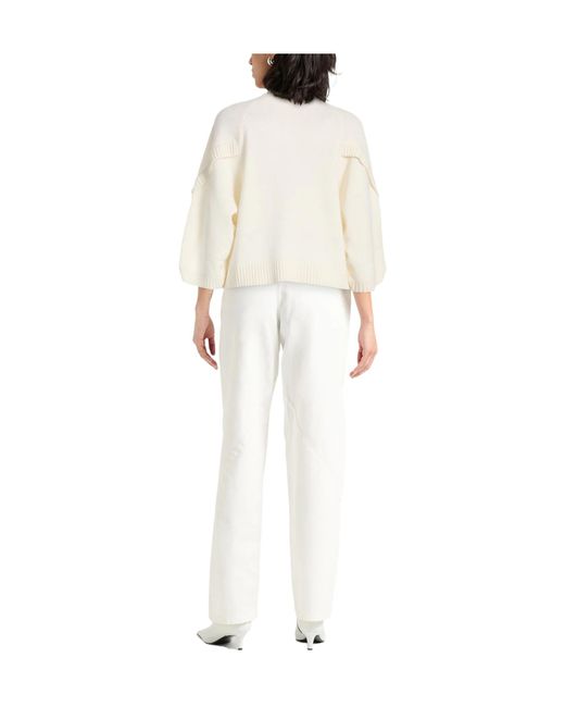 Max Mara White Lightweight Long Sleeve Knit Top