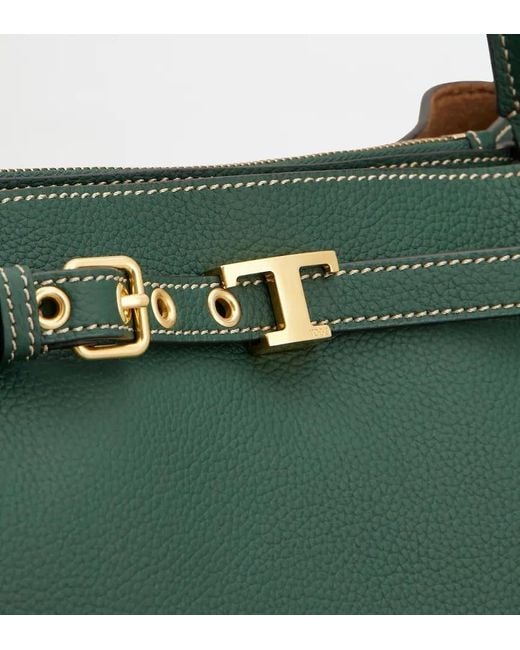 Tod's Green T-Plaque Belt Detail Tote Bag
