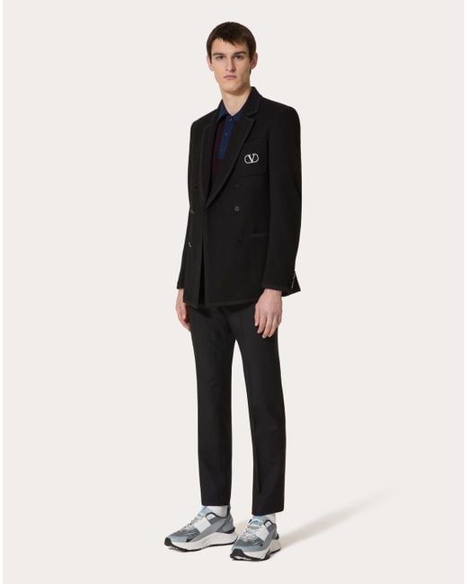 Valentino Black Pleated Straight Leg Trousers for men