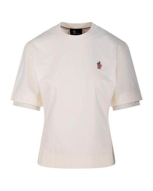 Moncler White Grenoble Logo Patch Crewneck T-Shirt