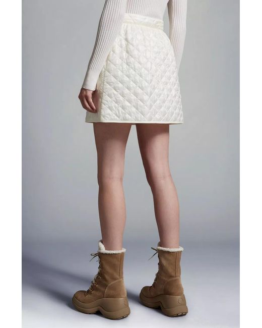 Moncler White Logo-Patch Quilted Miniskirt