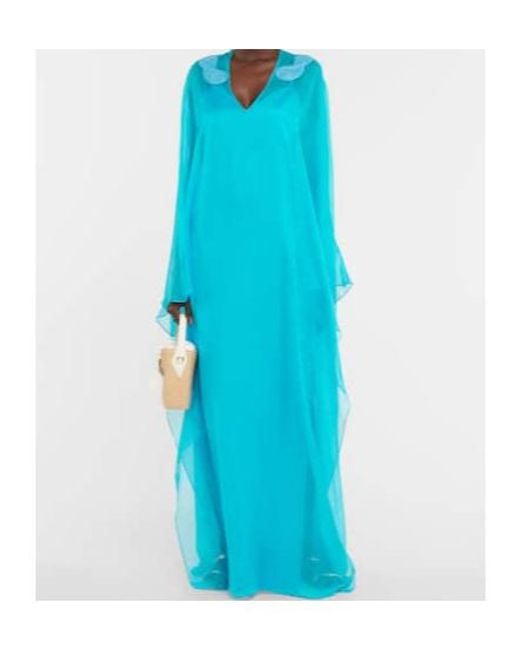 Safiyaa Blue Embellished Silk Chiffon Kaftan