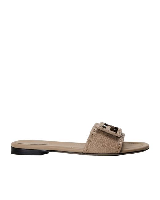 Fendi White Logo Flat Sandals