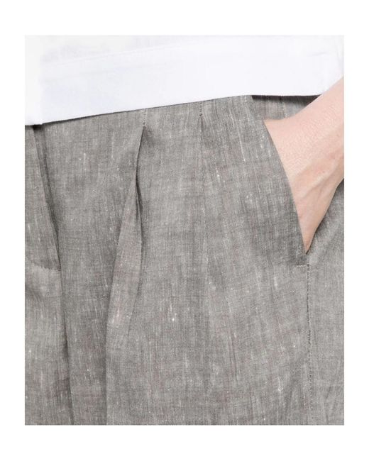 Peserico Gray Straight-Leg Pleated Trousers