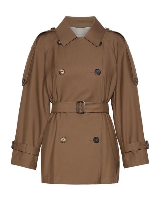 Max Mara Brown Double-Breasted Belted Coat