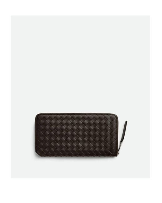 Bottega Veneta White Intrecciato Piccolo Zip Around Wallet for men