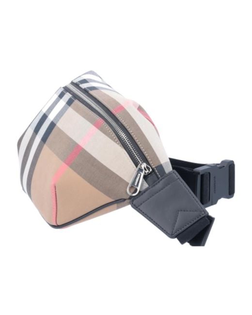Burberry Gray Check Pattern Zipped Belt Bag for men