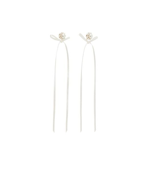 Simone Rocha White Bow Ribbon Stud Earrings