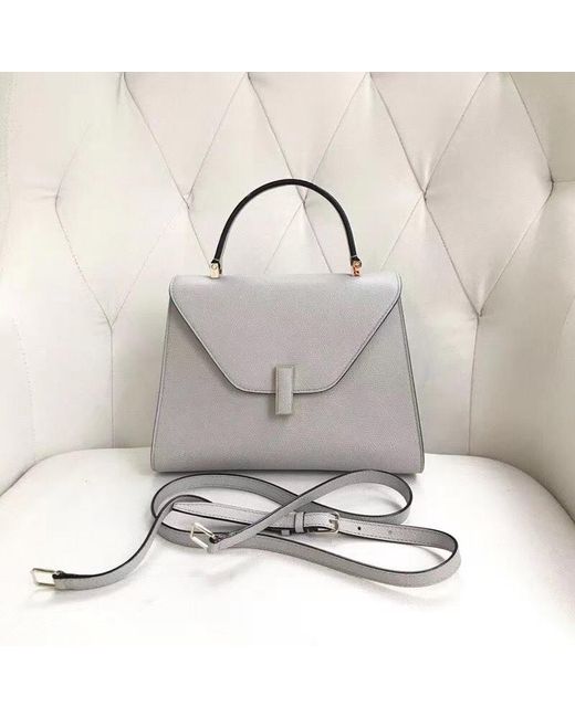 Valextra Blue Iside Medium Top Handle Bag
