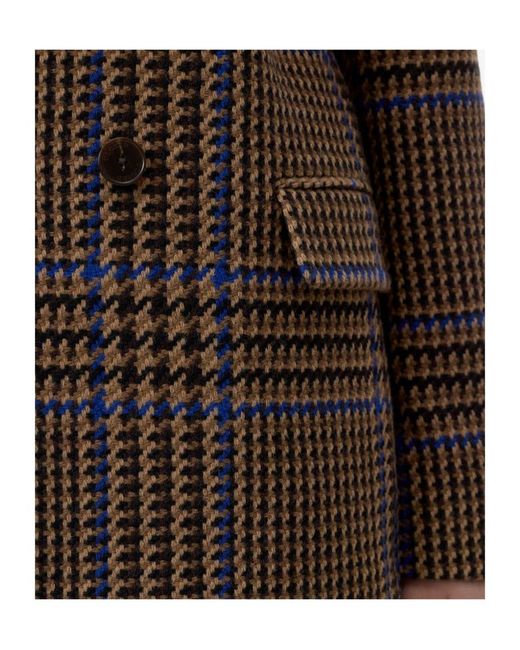 Closed Brown Check-Pattern Double-Breasted Blazer