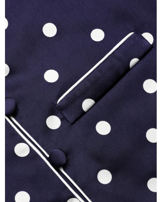 Self-Portrait Blue Polka Dot Satin Top
