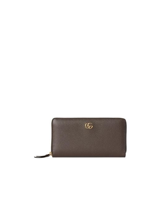 Gucci Brown Bi-Color Gg Marmont Zip Around Wallet