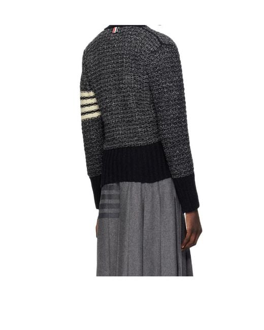 Thom Browne Black Bar Mélange-Effect Button-Up Cardigan for men