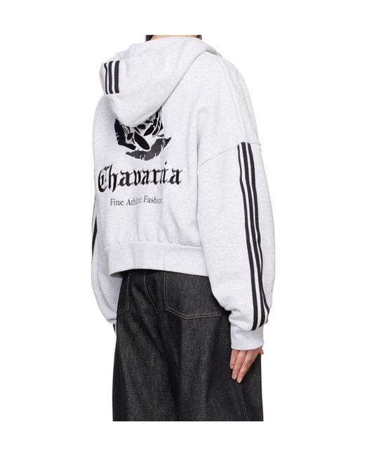 ADIDAS X WILLY CHAVARRIA Gray Willy Chavarria X Adidas Originals Collaboration Full-Zip Logo Hoodie